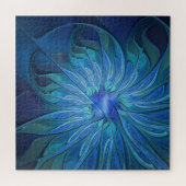 Blauw ventilatorpatroon, Abstracte fractale kunst Legpuzzel (Horizontaal)