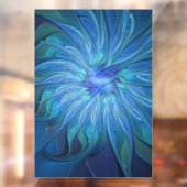 Blauw ventilatorpatroon, Abstracte fractale kunst Raamsticker (Vel 2)