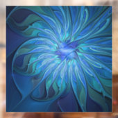 Blauw ventilatorpatroon, Abstracte fractale kunst Raamsticker (Vel 2)