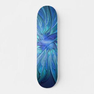 Blauw ventilatorpatroon, Abstracte fractale kunst Skateboard