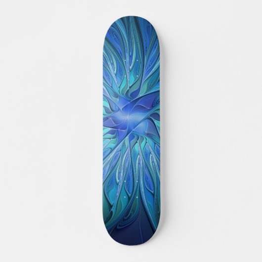 Blauw ventilatorpatroon, Abstracte fractale kunst Skateboard (Voorkant)