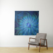 Blauw ventilatorpatroon, Abstracte fractale kunst Wandkleed (In Situ (horizontaal))