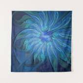 Blauw ventilatorpatroon, Abstracte fractale kunst Wandkleed (Voorkant)