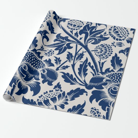  blauw ventilatorpatroon cadeaupapier (Uitgerold)