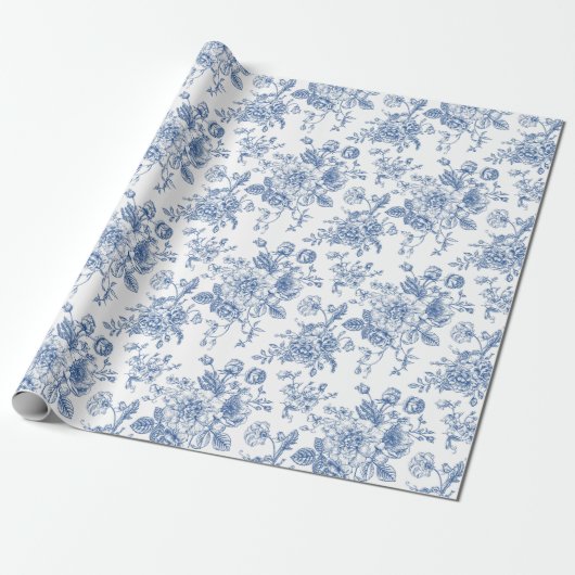 Blauw ventilatorpatroon cadeaupapier (Uitgerold)