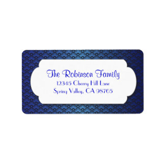 Blauw Ventilatorpatroon met Wit Lijst Etiket