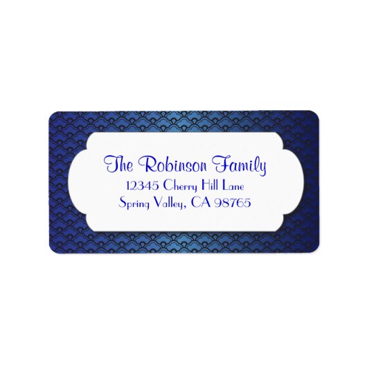 Blauw Ventilatorpatroon met Wit Lijst Etiket (Voorkant)