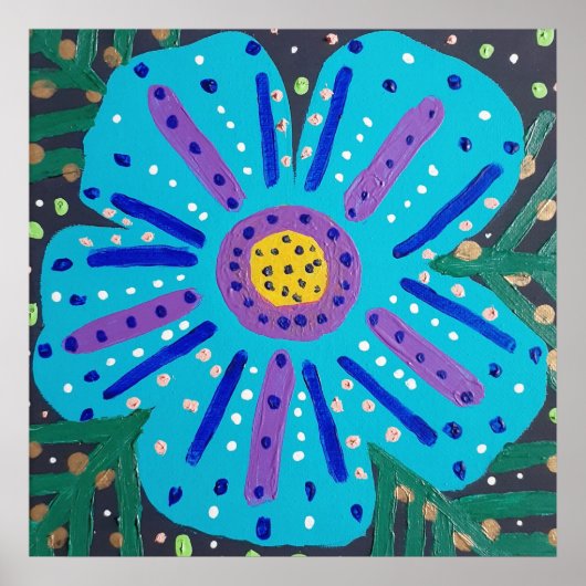 Blauw ventilatorverf poster (Voorkant)