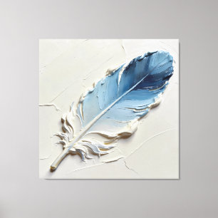 Blauw Veren Wandkunst Impasto Canvas Print