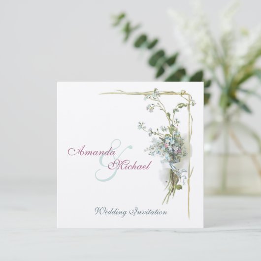  blauw vergeet me dat ik een bruiloft moet vieren kaart (Staand voorkant)