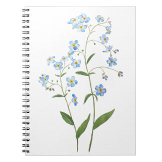 blauw vergeet me niet bloemen 2021 waterverf notitieboek
