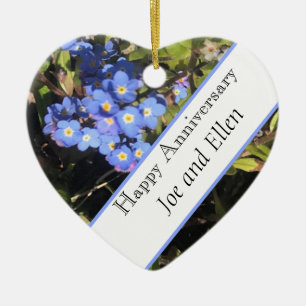 Blauw vergeet-me-niet-bloemen Jubileum van het Bou Keramisch Ornament