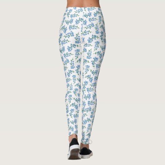Blauw vergeet-me-niet Patroon Leggings (Achterkant)