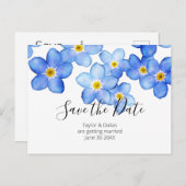 Blauw vergeet me Nots sparen de Datum Briefkaart (Voorkant / Achterkant)