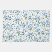 Blauw Vergeet mij niet bloem keukenhanddoek (Horizontaal)