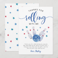 Blauw verjaardagsbedankje voor bowlen Bedankt voor