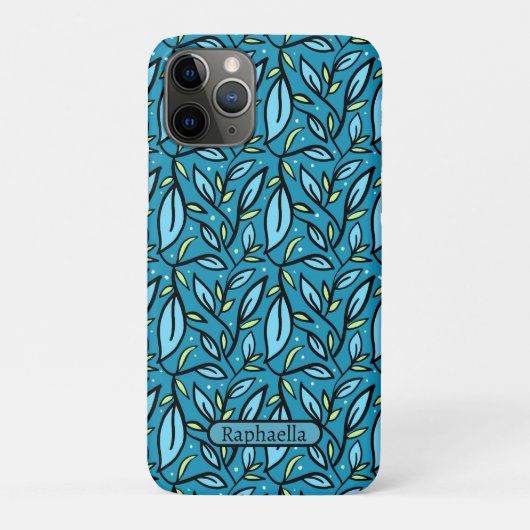 Blauw verlaat patroonnaam tweetalige tekst Case-Mate iPhone case (Achterkant)
