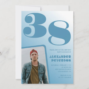 Blauw verloop 38ste verjaardagsuitnodigingen Manne Kaart