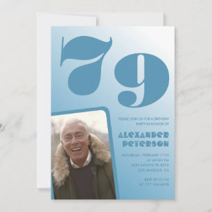 Blauw verloop 79e verjaardagsuitnodigingen Mannen Kaart