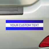 Blauw verloop en bewerkbare tekst op witte streep bumpersticker (Op auto)