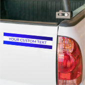 Blauw verloop en bewerkbare tekst op witte streep bumpersticker (Op Truck)