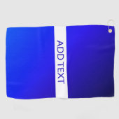 Blauw verloop en bewerkbare tekst op witte streep golfhanddoek (Horizontaal)