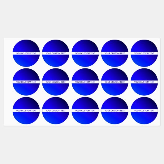 Blauw verloop en bewerkbare tekst op witte streep labels (Vel)