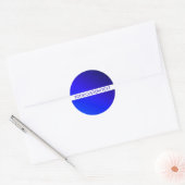 Blauw verloop en bewerkbare tekst op witte streep ronde sticker (Envelop)
