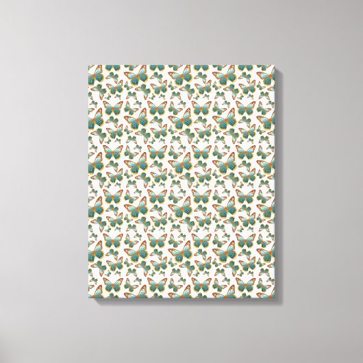 Blauw verloop vlinderpatroon canvas afdruk (Voorkant)