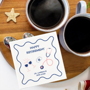 Blauw verpleegsterpensioenfeest met stethoscoop servet