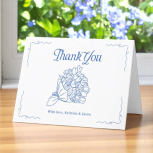 Blauw Vers Van Boerenmarkt Bruiloft Vouwen Bedankkaart