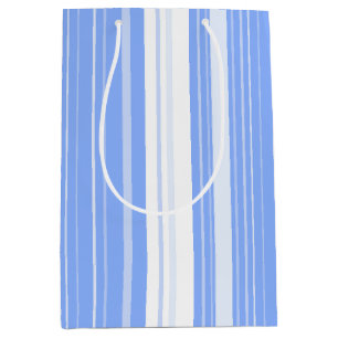 Blauw Verticaal Gestreept Patroon Medium Cadeauzakje
