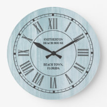 Blauw verweerde houten Romeinse cijfers strandklok
