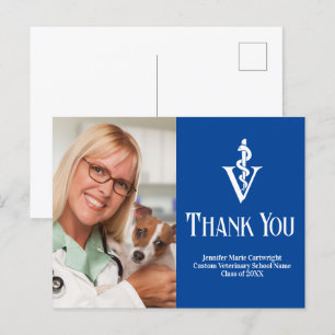 Blauw veterinair foto aangepast bedankt briefkaart