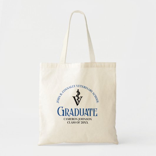 Blauw Veterinair School Afstuderen Custom Tote Bag (Voorkant)