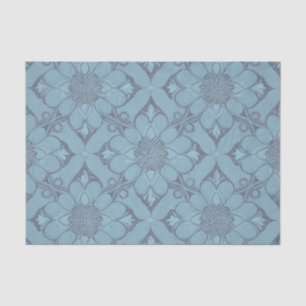 Blauw Victoriaans Bloemenrooster Ontwerp Weefseldo Tissuepapier