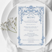 Blauw Victoriaans Grace Bruiloft Diner Menu
