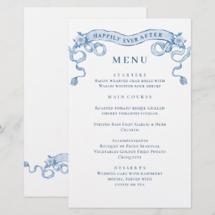 Blauw Victoriaans  Grace Bruiloft Diner Menu