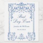 Blauw Victoriaans  Grace Floral Boho Bruiloft Wijn Etiket (Enkel label)