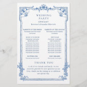 Blauw Victoriaans  huwelijksceremonie programma (Achterkant)