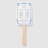 Blauw Victoriaans  huwelijksceremonie programma Handwaaier (Achterkant)