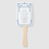 Blauw Victoriaans  huwelijksceremonie programma Handwaaier (Voorkant)