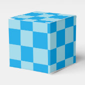 Blauw vierkant blokpatroon bedankdoosjes (Voorkant Zijde)