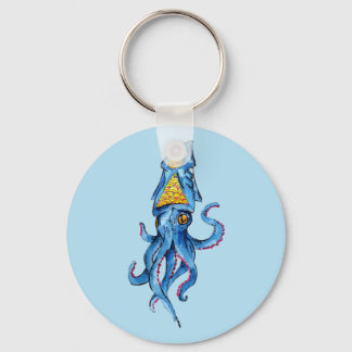 Blauw vierkant sleutelhanger