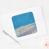 Blauw Vierkante Sticker (Envelop)