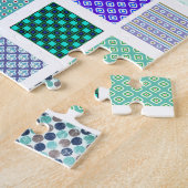 Blauw viermozaïekpatroon legpuzzel (Zijkant)