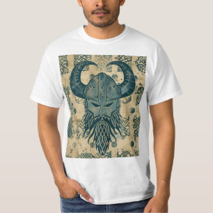 Blauw Viking hoofd T-shirt