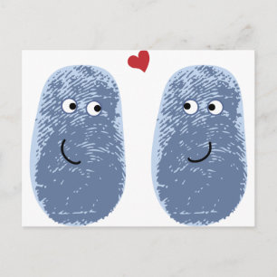 Blauw vingerafdrukpaar briefkaart