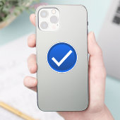 Blauw vinkje sticker (Telefoon)