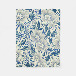 Blauw Vintage Aziatisch Bloemmotief: Antieke Chino Fleece Deken